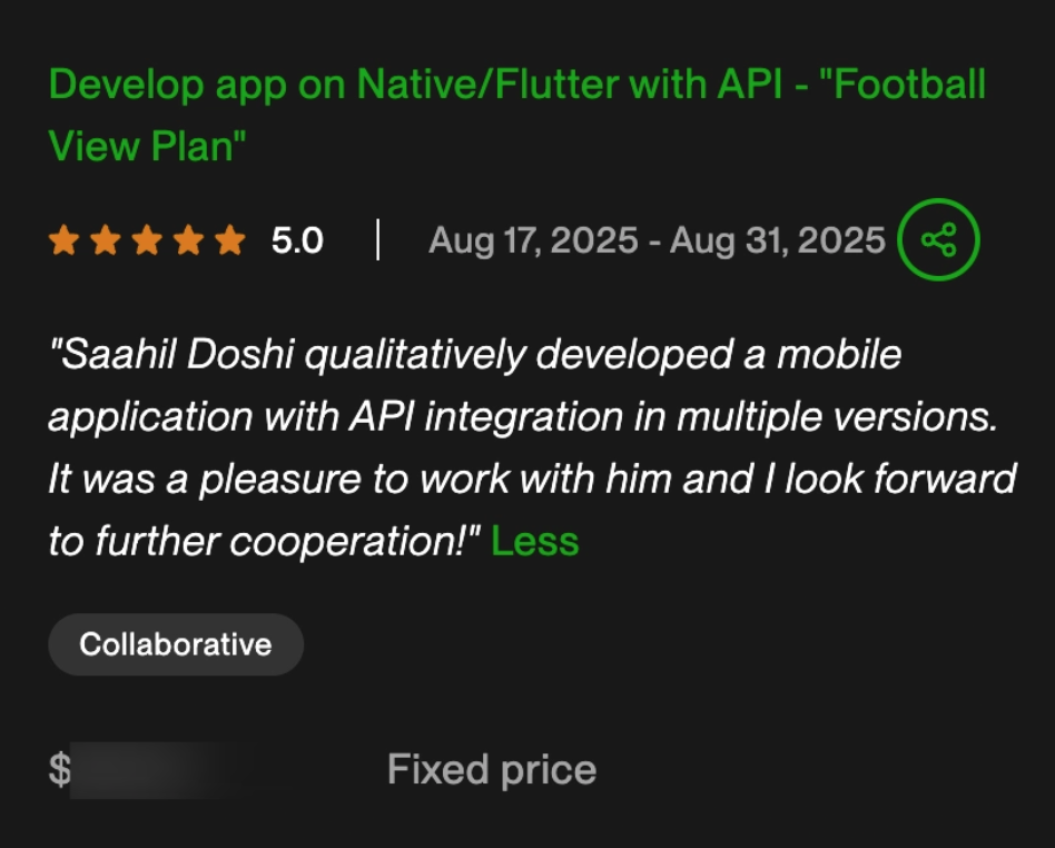 Upwork client feedback
