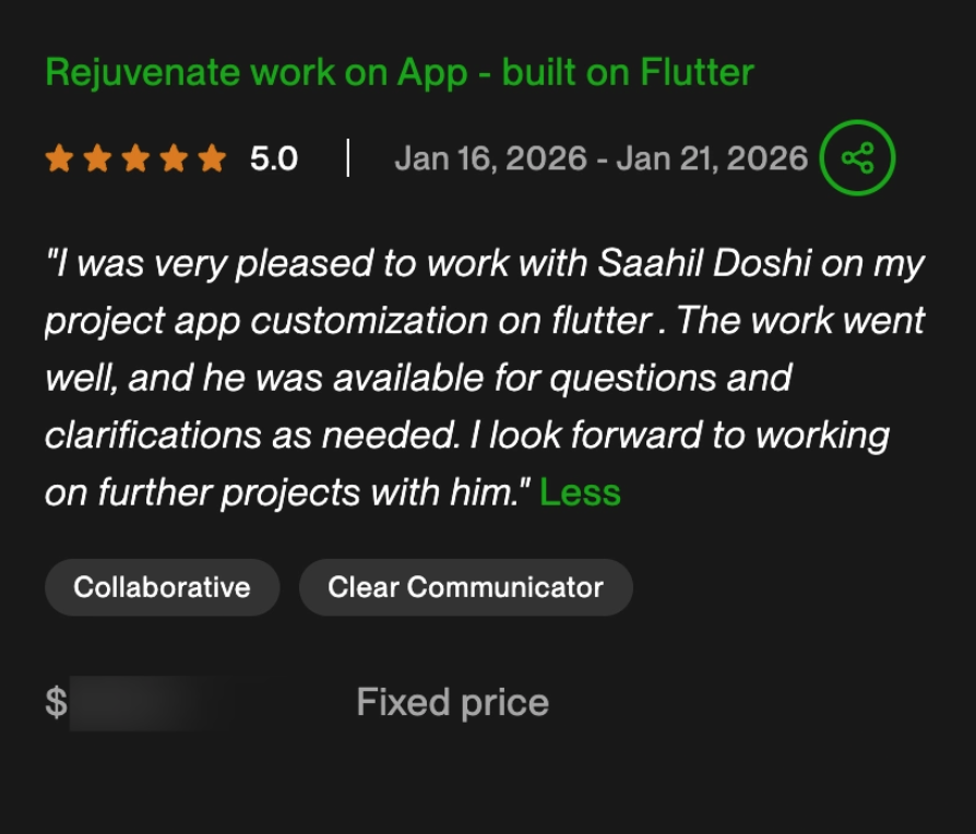 Upwork client feedback